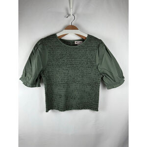NWT Women's MAUBY Smocked Puff Sleeve Top Green Size XL